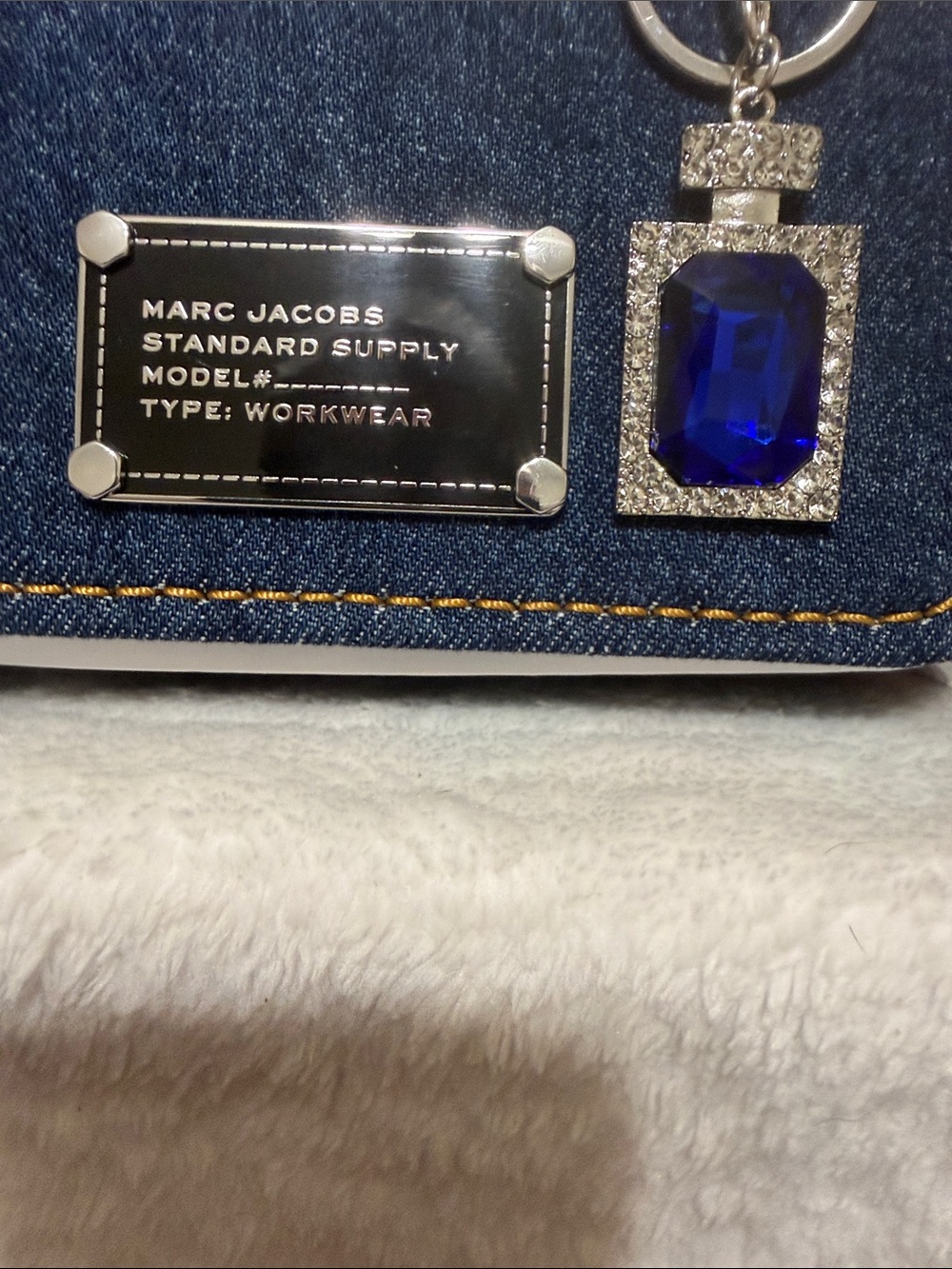 Marc Jacobs Denim Mini Bag in Dark Blue with Silver Chain and Blue Charm - Picture 2 of 4